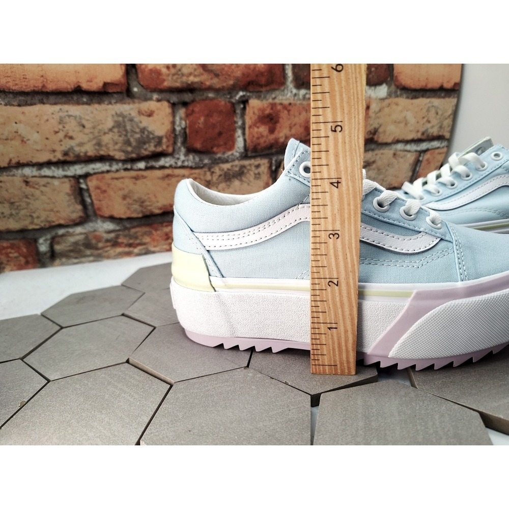 Vans Old Skool Stacked Pastel Multi Blue Platform Women 5 / GS Girl 3.5 New - Picture 5 of 11